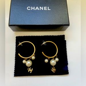 COPY - Chanel gold hoop and pearl earrings
